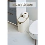EWs Beyaz Kapaklı WC Kağıtlıklı Çöp Kovası & Ofis Çöp Kovası 10 Lt