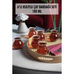 EW's Kitchenware 6'lı Keyfi Ala Borosilikat Cam Kulplu Çay Bardağı - Şeffaf