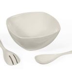 Ews Kitchenware Akrilik Kare Soft Beyaz Salata Kasesi
