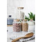 EW's Kitchenware Bambu Kapaklı Cam Kavanoz & Erzak Saklama Kabı 800 ml Orta Boy Vakum Kapak - Şeffaf - 3 Adet