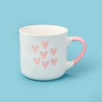 Excellent Houseware 320 ml Beyaz Pembe 7 Kalp Desenli Porselen Kupa
