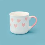 Excellent Houseware 320 ml Pembe Beyaz Kalp Desenli Porselen Kupa