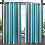 Exclusive Home Gökyüzü çizgili perde, halkalı, iç ve dış mekan için, polyester, mavi yeşil/beyaz, 54 x 96, 2