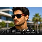 Exeline Col 108 Seri Polarize Erkek Güneş Gözlüğü-Kırılmaz ÇERÇEVE-POLARIZE-UV400-ANTI Refle 3 Lü Koruma 53*18*132 Ekartman - Kırmızı
