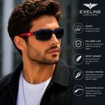 Exeline Col 125 Yeni Seri Polarize Erkek Güneş Gözlüğü-Kırılmaz ÇERÇEVE-POLARIZE-UV400-ANTI Refle 3lü Koruma 61*19*130 Ekartman - Lacivert - Kırmızı