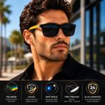 Exeline Col 142 Yeni Premium Seri Polarize Erkek Güneş GÖZLÜĞÜ-POLARIZE-UV400-ANTI Refle 3lü Koruma 53*18*130 Ekartman - Sarı