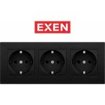 Exen Siyah 3’lü Topraklı Priz Mekanizma + Çerçeve Sıva Altı Modern Seri