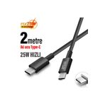EXENAR 2 Metre Type C Şarj Kablo Uzun Hızlı Şarj Çift Taraflı Type-c - Type-c 25w Pd Şarj Kablo 200cm