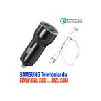 EXENAR Hızlı Araç Şarj Aleti Type C Samsung Telefonlar Için 60 W Hızlı Araba Şarjı Cihazı Ve 25cm Kablo