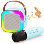 Exenar Mini Kablosuz Bluetooth Karaoke Hoparlör Kareoke Makinesi Çocuklar Için Evde Karaoke Seti - Mavi