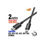 EXENAR Samsung A33 A34 A35 A53 A54 A55 Type-C den Type-C ye 2 metre Uzun Şarj Kablosu 25W 2M