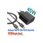 EXENAR Samsung Galaxy Tab S7 SM-T870 Tablet Uyumlu Şarj Aleti ve Kablosu 45W