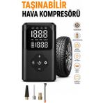 Exenar Şarlı Hava Kompresörü Dijital Ekranlı Şarj Edilebilir Araç Lastik Şişirme Pompası Taşınabilir - Siyah