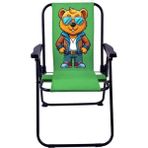 Exent 2-6 Yaş Lüx Çocuk Kamp Sandalyesi, Gözlüklü Maskot Ayı-Yeşil,