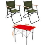 Exent 2 Adet 120 kg Kapasiteli Katlanır Kamp Sandalyesi ve 50X70 Kamp Masası SETI-2-AS-5070-K - Renkli