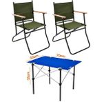 Exent 2 Adet 120 kg Kapasiteli Katlanır Kamp Sandalyesi ve 50X70 Kamp Masası SETI-2-AS-5070-M - Renkli