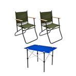 Exent 2 Adet 120 Kg kapasiteli Katlanır Kamp Sandalyesi ve 50x70 Kamp Masası Seti-2-AS-5070-M