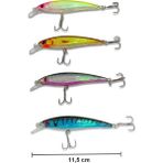 Exent, 4 Adet 13 Gr. 11,5 cm 6 Kancalı Suni Balık Yemi, Rapala-Gerçek Görünümlü Suni Yem - Çok Renkli