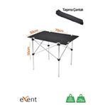 Exent 70X50 Cm Tekstil Kamp Masası, Piknik, Bahçe Balkon Plaj Masası, Katlanır Taşıma Çantalı Masa