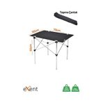 Exent 70x50 Cm Tekstil Kamp Masası, Piknik, Bahçe Balkon Plaj Masası, Katlanır Taşıma Çantalı-siyah Çok Renkli
