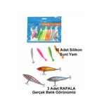 Exent 8 Cm Silikon Suni Yem Seti 10 Adet + 3 Adet 7,5 Cm Rapala-Gerçek Görünümlü Suni Yem