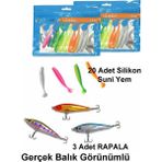 Exent 8 cm Silikon Suni Yem Seti 20 Adet + 3 Adet 7,5 cm Rapala-Gerçek Görünümlü Suni Yem - Çok Renkli - 11,5 cm