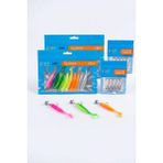 Exent 8 cm Silikon Yem Seti 20 Adet + Kurşun Kafalı Jig Head Kanca 10 Adet | Levrek, Çupra, Lüfer - Çok Renkli - 11,5 cm