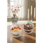 Exent Berry Cam Şekerlik Çiftli 285 Ml, Cam Kapaklı Şekerlik, Cam Kase-2 Adet