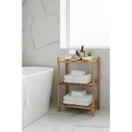 Exent, Dekoratif 3 Raflı Doğal Ahşap Banyo Dolabı, Banyo Rafı, Çok Amaçlı Raf