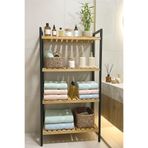 Exent, Dekoratif 4 Raflı Banyo Rafı, Banyo Organizer, Havluluk, Banyo Dolabı, Metal iskelet