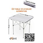 Exent 🏕️ Katlanır Alüminyum Kamp Masası – Hafif, Dayanıklı ve Taşınabilir-70x70 cm