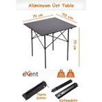 Exent Katlanır Kamp Masası, Suya Yağmura Dayanıklı Piknik Masası, Taşıma Çantalı - 70 cm - xx - Renkli