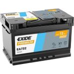 Exıde Ea722 12V 72Ah 720A Premium Akü (Ford-Opel Alçak Tip) (Üretim Tarihi:2025)