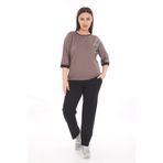 EXİTLİNE Kadın Vizon Yazlık Taşlı Beli Lastikli Eşofman Takım