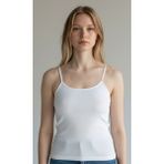 Exlove Kadın Fitilli Görünümlü Ince Askılı Basic Atlet - Beyaz - 3XL
