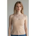 Exlove Kadın Fitilli Görünümlü Ince Askılı Basic Atlet - Ten - 2XL