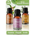 exocare Sedir, Sandal, Paçuli Esansiyel Buhurdanlık Difüzör Yağı,oda banyo ve dolap ,Kokus 10ml