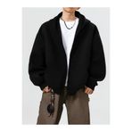 EXPECTED Oversize Siyah Fermuarlı Hoodie - Erkek Streetwear Kapüşonlu Hırka
