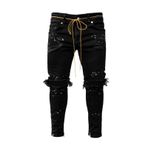 Expeum Kot Pantolon Pantolon Denim Slim Fit Yırtık Kenar Yıkanmış Mavi Ayak Bileği Boya Noktaları ile Kişiselleştirilmiş Sokak Moda Erkekler için, siyah, L-XL