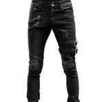 Expeum Kot Pantolon Pantolon Denim Yırtık Sokak Trendy Yıkanmış Elastik Sıkı ve Kişiselleştirilmiş Küçük Bacak Erkekler için, siyah, 3XL-4XL