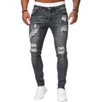 Expeum Kot Pantolon Pantolon Denim Yırtık Trendy Delik Yıkanmış Slim Fit Elastik Düşük Belli Şort Erkekler için, gri, 3XL-4XL