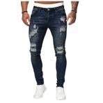 Expeum Kot Pantolon Pantolon Denim Yırtık Trendy Slim Fit Orta Bel Elastik Yıkanmış Retro Sıkıntılı Erkekler için, koyu mavi, XL-XXL