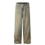 Expeum Kot Pantolon Pantolon Denim Yırtık Yıkanmış Retro Sokak Trendy Sıkıntılı Düz Bacak Erkekler için, mavi, XL-XXL