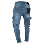 Expeum Kot pantolon pantolon kot yırtık diz cep sokak moda fermuar bağlı ayaklar küçük bacak erkekler için, koyu mavi, L-XL