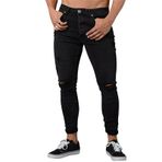 Expeum Kot pantolon pantolon kot yırtık elastik sıkı uydurma sokak moda yıkanmış küçük bacak erkekler için, siyah, 3XL-4XL