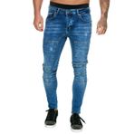 Expeum Kot pantolon pantolon kot yırtık mavi elastik sıkı uydurma düşük bel sokak moda Commuting erkekler için, koyu mavi, 3XL-4XL