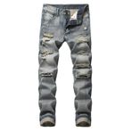 Expeum Kot pantolon pantolon kot yırtık Slim Fit yıkanmış mavi zemin beyaz sokak moda düz bacak rahat gidip erkekler için, Nostaljik Renk, M-L