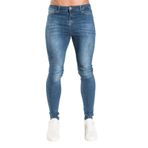 Expeum Kot pantolon pantolon kot yırtık sokak moda Slim Fit elastik düşük bel yıkanmış sıkı uydurma erkekler için, koyu mavi, S-M