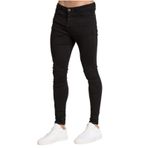 Expeum Kot pantolon pantolon kot yırtık sokak moda Slim Fit elastik düşük bel yıkanmış sıkı uydurma erkekler için, siyah, L-XL
