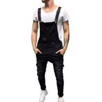 Expeum Kot pantolon pantolon kot yırtık Streetwear moda tulum rahat yıkanmış gidip düz bacak erkekler için, siyah, 3XL-4XL